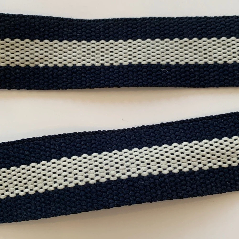 Boys Navy Blue and White Nautical Woven D Ring Belt